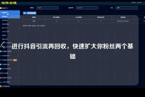 进行抖音引流再回收，快速扩大你粉丝两个基础