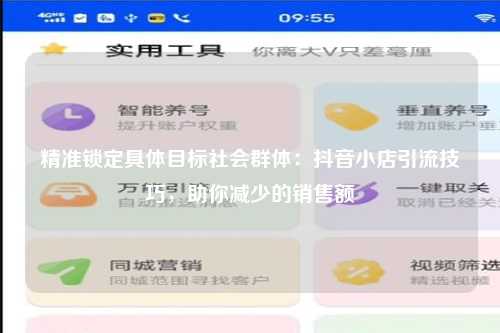 精准锁定具体目标社会群体：抖音小店引流技巧，助你减少的销售额